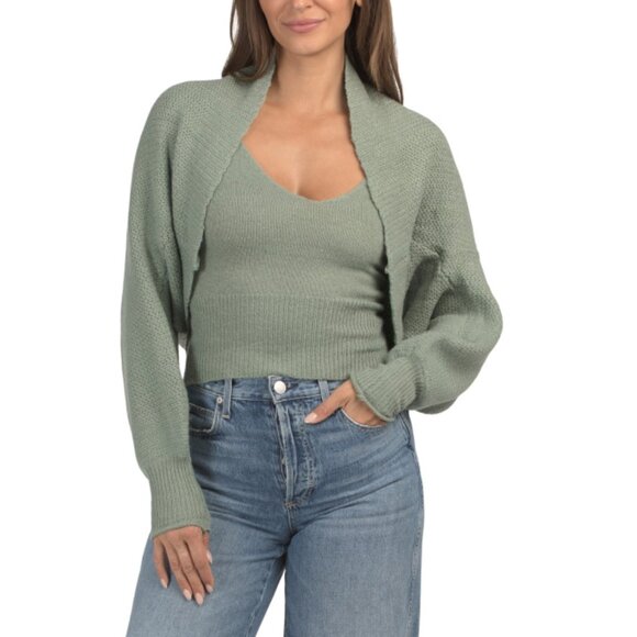 LA BIZ Sage Wool Blend Sweater Knit Tank Top With Matching Shrug - Picture 1 of 2